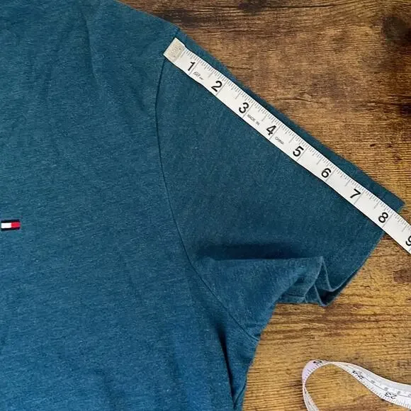 Tommy Hilfiger Blue Heathered Short Sleeve Casual Tee - Picture 6 of 9